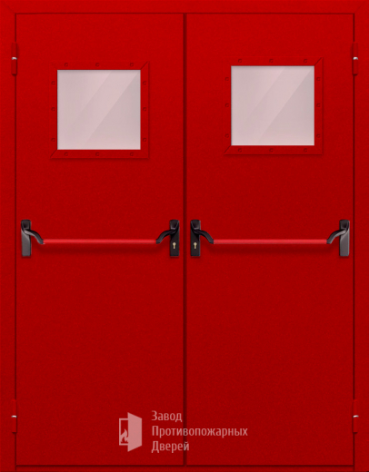 Фото двери «Двупольная со стеклопакетом и антипаникой (красная)» в Зеленограду