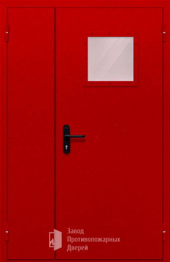 Фото двери «Полуторная со стеклопакетом (красная)» в Зеленограду