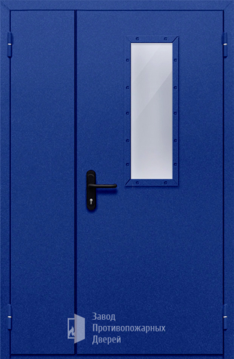 Фото двери «Полуторная со стеклом (синяя)» в Зеленограду