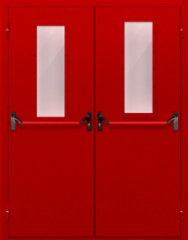 Фото двери «Двупольная с стеклом и антипаникой (красная)» в Зеленограду
