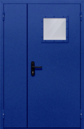 Фото двери «Полуторная со стеклопакетом (синяя)» в Зеленограду